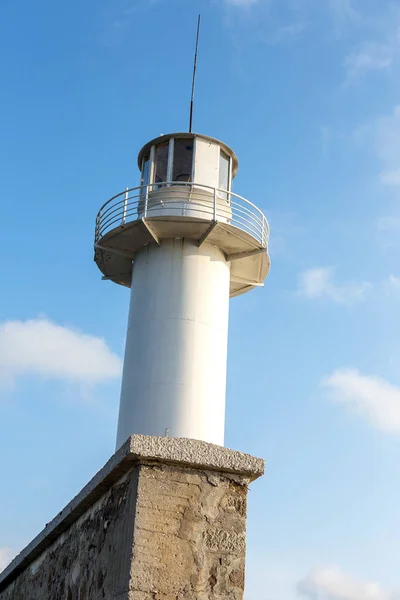 Lighthouse Sea Sky White Sea Lighthouse Middle Harbor Points Path — Stock Photo, Image