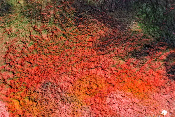 Parede Tijolo Colorido Velho Rebocada Com Vestígios Tinta Antiga Textura — Fotografia de Stock