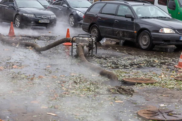 Odessa Ucrânia Novembro 2018 Acidente Aquecimento Principal Tubos Ruptura Com — Fotografia de Stock