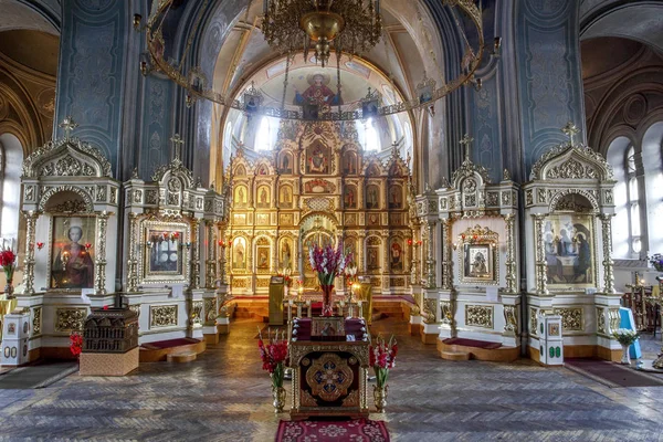 Interior Orthodox Christian Church Altar Iconostasis Beautiful Historic Architecture Arches — Stock Photo, Image