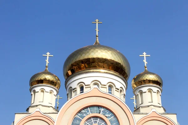 Catedral Cristiana Cierra Cúpula Iglesia Ortodoxa Cúpula Dorada Iglesia Cúpula — Foto de Stock