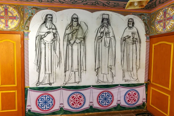 Wnętrze Klasztoru Konstantyn Helena Izmaela Religijne Tematy Piękne Graffiti Szkic — Zdjęcie stockowe