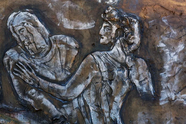 古希腊的碎片浮雕在古希腊诸神的地面上设计了公共城市娱乐中心 夜总会 Drevneego 罗马生活中壁画的风格化碎片 — 图库照片