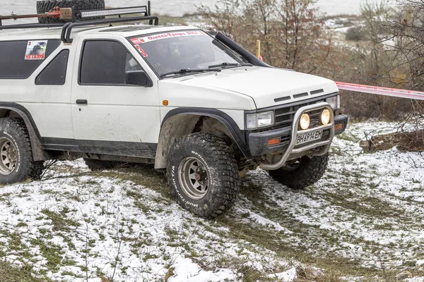 Odessa Ukraina Grudnia 2014 Samochody Terenowe Drogi Sport Przechodzi Droga — Zdjęcie stockowe