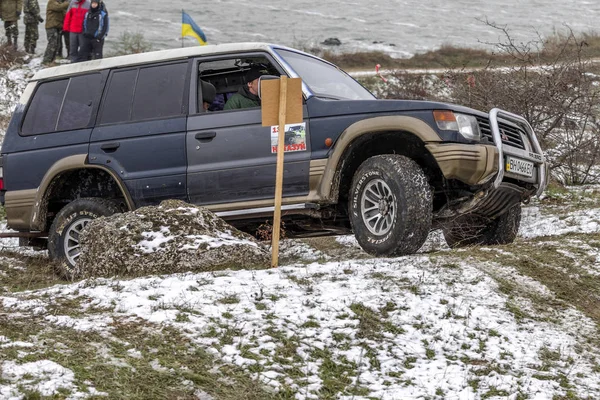 Odessa Ucrania Diciembre 2014 Road 4X4 Coches Carretera Pasa Rutas — Foto de Stock