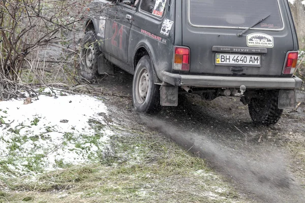 Odessa Ukraina Grudnia 2014 Samochody Terenowe Drogi Sport Przechodzi Droga — Zdjęcie stockowe