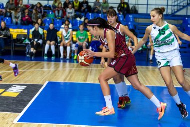 Odessa, Ukrayna - 5 Kasım 2016: Ukraynaca bayanlar basketbol Kupası. Interhimik (Odessa) - Tavria Star (Kherson). Interhimik - Ukrayna şampiyonu ve turnuvanın lideri