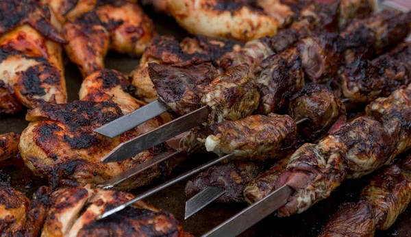 Grillet Syltet Syltet Shish Kebab Shish Kebab Mangfold Shish Kebab – stockfoto