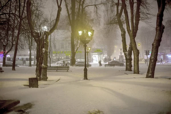 Odessa Ukraine Dezember 2014 Naturkatastrophen Schneesturm Mit Heftigem Schneefall Legten — Stockfoto