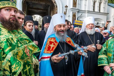 Odessa, Ukrayna - 29 Eylül: Papazın Ukraynalı Ortodoks Kilisesi Onufry, Büyükşehir Kiev ve bütün Ukrayna 190 yıl eski manastır kutlama 29 Eylül 2014 Odessa, Ukrayna ilk ziyaret 