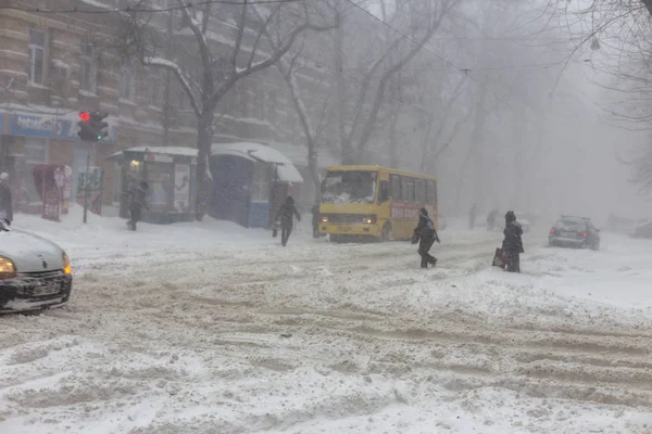 Odessa Ukrajna 2014 December Természeti Katasztrófák Erős Havazás Hóvihar Megbénult — Stock Fotó