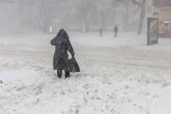 Odessa Ukrajna 2014 December Természeti Katasztrófák Erős Havazás Hóvihar Megbénult — Stock Fotó