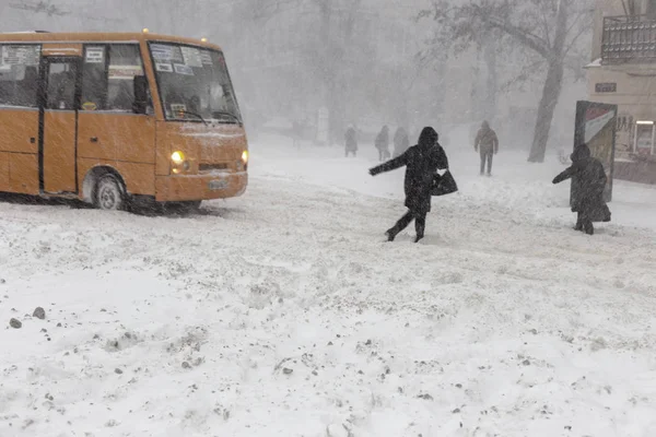 Odessa Ukrajna 2014 December Természeti Katasztrófák Erős Havazás Hóvihar Megbénult — Stock Fotó