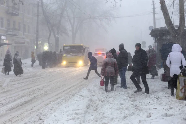 Odessa Ukrajna 2014 December Természeti Katasztrófák Erős Havazás Hóvihar Megbénult — Stock Fotó