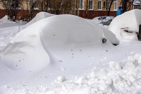 オデッサ ウクライナ 2014 自然災害 大雪と吹雪 都市を麻痺させた Kolaps 雪覆われたサイクロン ヨーロッパ 2014 — ストック写真