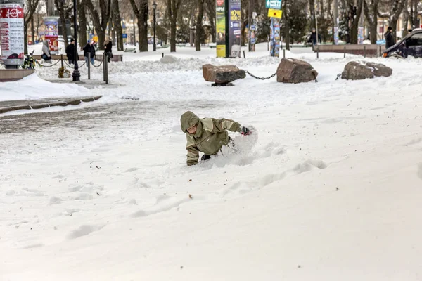 Odessa Ukraine Dezember 2014 Naturkatastrophen Schneesturm Mit Heftigem Schneefall Legten — Stockfoto
