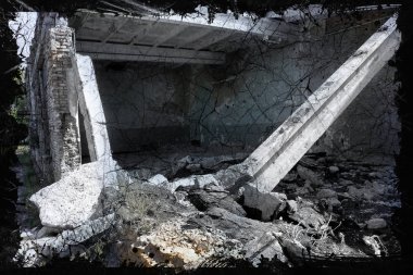 Arka plan yıkılan binaların ve grafiti thrash herhangi bir yıl için yeni yaratıcı takvimi bilgisayar savaş oyunları teröristlerle temel. 2015, 2016