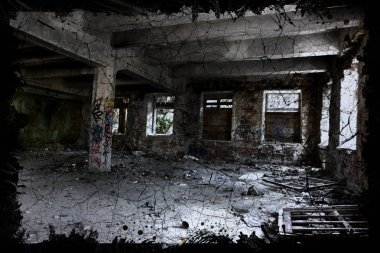 Arka plan yıkılan binaların ve grafiti thrash herhangi bir yıl için yeni yaratıcı takvimi bilgisayar savaş oyunları teröristlerle temel. 2015, 2016
