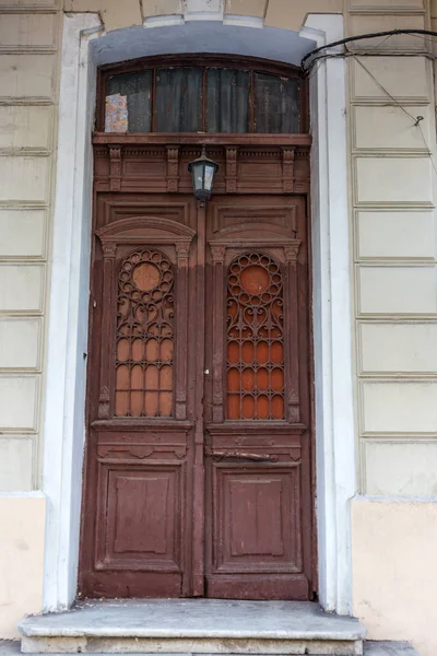 Vieille Porte Bois Peinture Fissurée Altérée Vieille Porte Bois Dans — Photo