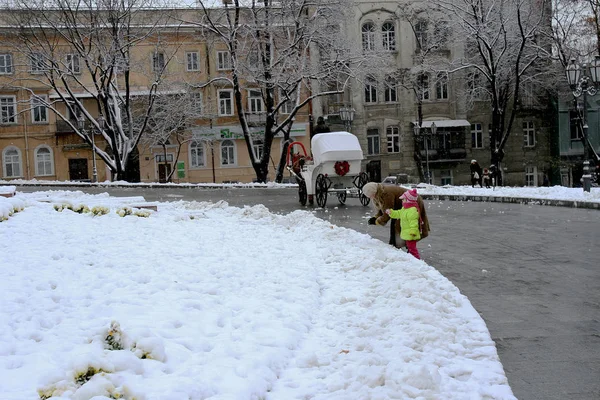 Oděsa Ukrajina Prosince 2014 Přírodní Katastrofy Sněhová Bouře Těžkým Sněhem — Stock fotografie