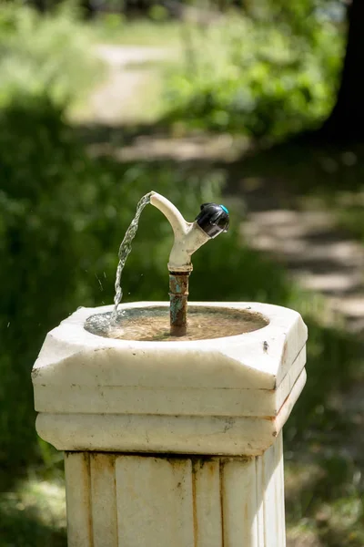 Staden Fountain För Dricksvatten Gammal Marmor Kolumn Stadsparken City Bowl — Stockfoto