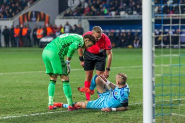 Odessa, Ukrayna - 3 Kasım 2016: Uefa Avrupa Ligi. FC Zarya (Lugansk) Feyenoord (Rotterdam) Hollanda kabul eder. Yoğun duygusal futbol maçı maçın anahtar parçaları. 1:1