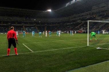 Odessa, Ukrayna - 3 Kasım 2016: Uefa Avrupa Ligi. FC Zarya (Lugansk) Feyenoord (Rotterdam) Hollanda kabul eder. Yoğun duygusal futbol maçı maçın anahtar parçaları. 1:1