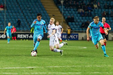 Odessa, Ukrayna - 3 Kasım 2016: Uefa Avrupa Ligi. FC Zarya (Lugansk) Feyenoord (Rotterdam) Hollanda kabul eder. Yoğun duygusal futbol maçı maçın anahtar parçaları. 1:1