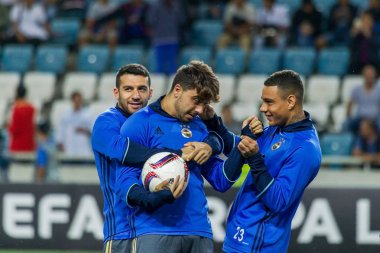 Odessa, Ukrayna - 15 Eylül 2016: Uefa Avrupa Ligi grup aşamasında Zarya Lugansk - Fenerbahçe Istanbul - Turtsiya.1: 1. açılış turnuva. Sanatçısını Fenerbahçe futbol kulübü