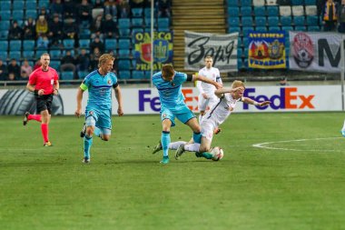 Odessa, Ukrayna - 3 Kasım 2016: Uefa Avrupa Ligi. FC Zarya (Lugansk) Feyenoord (Rotterdam) Hollanda kabul eder. Yoğun duygusal futbol maçı maçın anahtar parçaları. 1:1