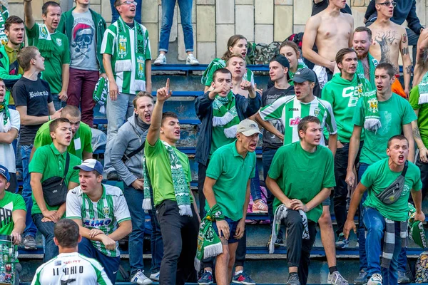 Odessa Ukraine Setembro 2016 Fãs Futebol Espectadores Stands Estádio Apoiam — Fotografia de Stock