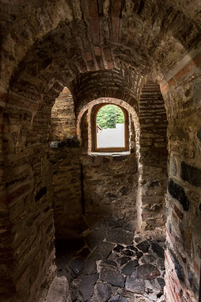 Una Stretta Scala Pietra Nella Torre Castello Medievale Antico Monastero — Foto Stock