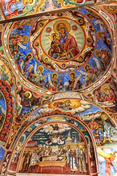 Rila Bulgaria Julio 2016 Arte Religioso Pintura Mural Iglesia Del —  Fotos de Stock