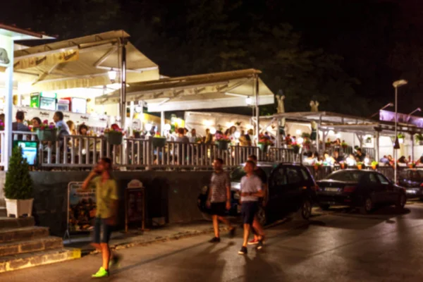 Küçük Bir Restoranın Içi Bulanık Bir Arka Plan Bokeh Kafe — Stok fotoğraf