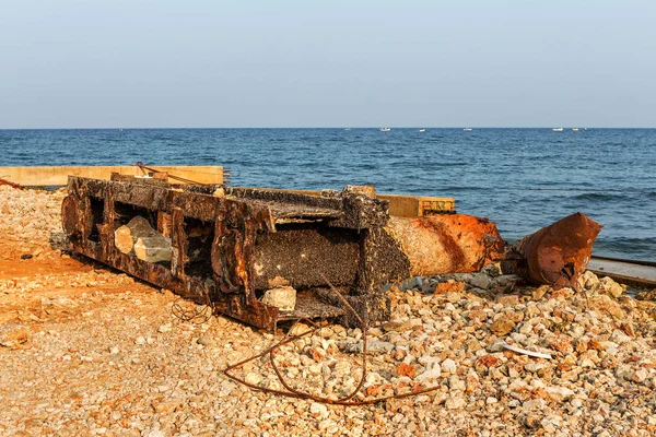 Fragmentos Viejo Tubo Grande Del Fondo Del Mar Después Muchos — Foto de Stock