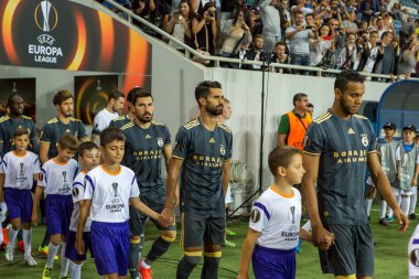 Odessa, Ukrayna - 15 Eylül 2016: Uefa Avrupa Ligi grup aşamasında Zarya Lugansk - Fenerbahçe Istanbul - Turtsiya.1: 1. açılış turnuva. Sanatçısını Fenerbahçe futbol kulübü