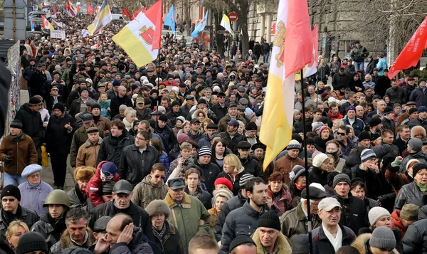Odessa Ucrania Febrero 2014 Las Personas Sobre Política Demostrado Protesta — Foto de Stock