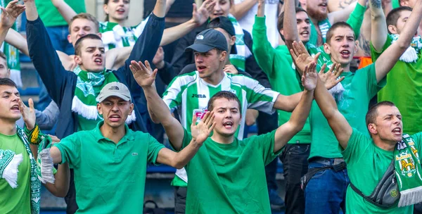 Odessa Ukraine September 2016 Football Fans Spectators Stands Stadium Emotionally — Stock Photo, Image