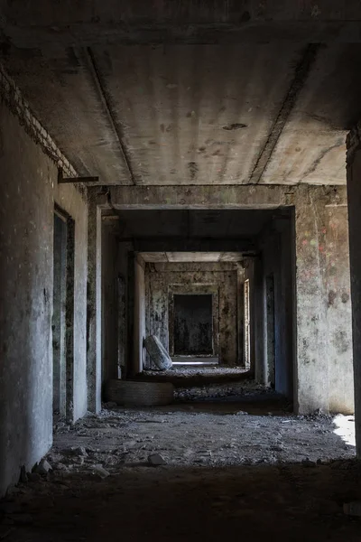 Intérieur Bâtiment Administratif Abandonné Ruines Intérieures Une Usine Industrielle Vieil — Photo