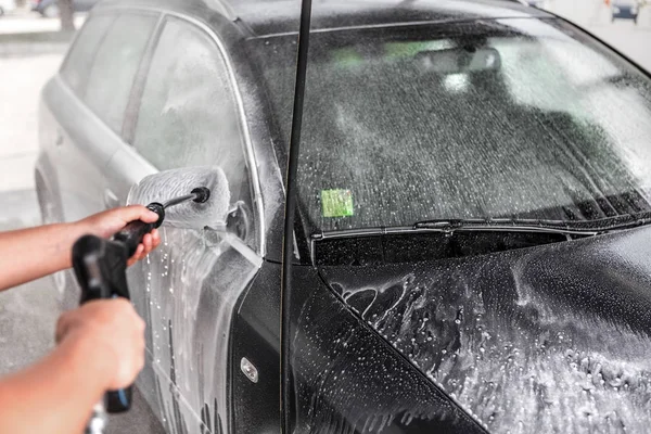 Car Wash Closeup Modern Car Wash High Pressure Water Delicate — Stock Photo, Image