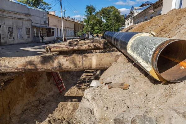 Odessa Ucraina Settembre 2016 Importante Revisione Sostituzione Dei Principali Tubi — Foto Stock