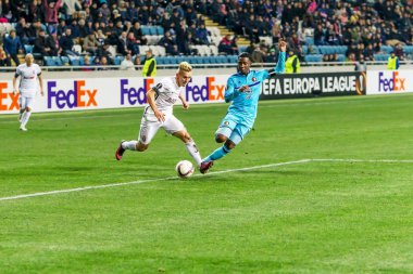 Odessa, Ukrayna - 3 Kasım 2016: Uefa Avrupa Ligi. FC Zarya (Lugansk) Feyenoord (Rotterdam) Hollanda kabul eder. Yoğun duygusal futbol maçı maçın anahtar parçaları. 1:1