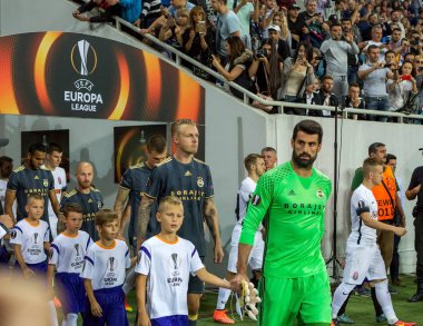 Odessa, Ukrayna - 15 Eylül 2016: Uefa Avrupa Ligi grup aşamasında Zarya Lugansk - Fenerbahçe Istanbul - Turtsiya.1: 1. açılış turnuva. Sanatçısını Fenerbahçe futbol kulübü