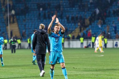 Odessa, Ukrayna - 3 Kasım 2016: Uefa Avrupa Ligi. FC Zarya (Lugansk) Feyenoord (Rotterdam) Hollanda kabul eder. Yoğun duygusal futbol maçı maçın anahtar parçaları. 1:1