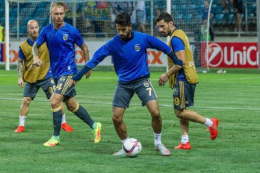 Odessa, Ukrayna - 15 Eylül 2016: Uefa Avrupa Ligi grup aşamasında Zarya Lugansk - Fenerbahçe Istanbul - Turtsiya.1: 1. açılış turnuva. Sanatçısını Fenerbahçe futbol kulübü