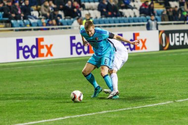 Odessa, Ukrayna - 3 Kasım 2016: Uefa Avrupa Ligi. FC Zarya (Lugansk) Feyenoord (Rotterdam) Hollanda kabul eder. Yoğun duygusal futbol maçı maçın anahtar parçaları. 1:1
