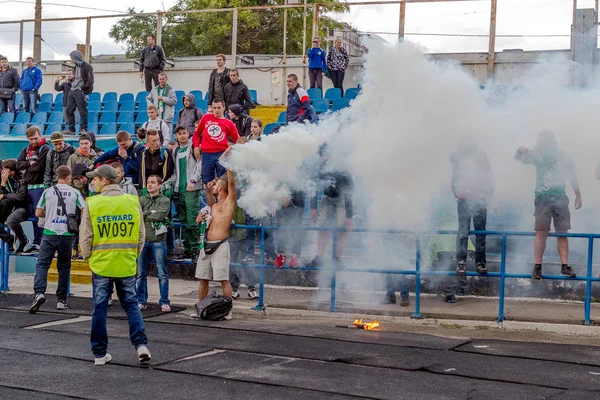 Odessa Ukraina Września 2016 Fani Piłki Nożnej Widzów Trybunach Stadionu — Zdjęcie stockowe