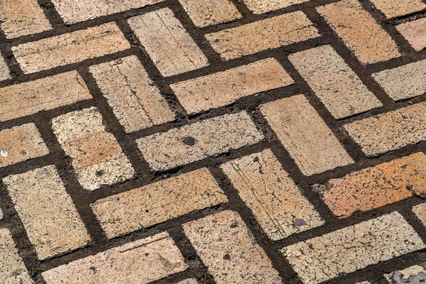 Paving Decorative Tiles Poor Road Middle Sidewalk Collapsed Pavement Formed — Stock Photo, Image