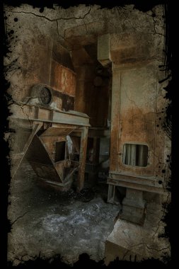 Endüstriyel Bina çimento fabrikası Chernobyl, terk edilmiş. Eski bir fabrika kalıntıları. Bi boka yaramaz, paslı metal çimento fabrikası donatımın bozuldu. Kıyamet tasarım, retro, stalker için öğe