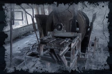 Endüstriyel Bina çimento fabrikası Chernobyl, terk edilmiş. Eski bir fabrika kalıntıları. Bi boka yaramaz, paslı metal çimento fabrikası donatımın bozuldu. Kıyamet tasarım, retro, stalker için öğe